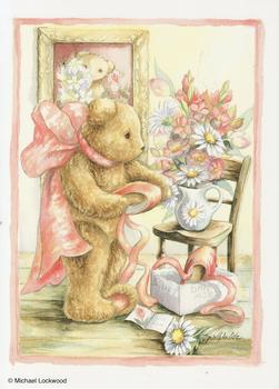 Teddy Bear with Ribbons and Flowers - 5