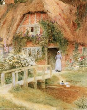 Stream by the Cottage/Watching the Ducks by Arthur Claude Strachan . Arthur C Strachan   