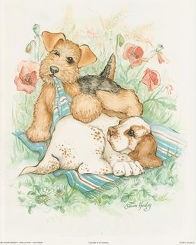 Puppy Days - Cocker Spaniel and Lakeland Terrier  By Sharon Healey (JA190) Print 10