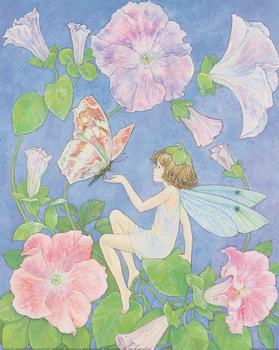 Flower Fairies - Feeling Blue touching Butterfly - **A Jacky Fenton Print ** B2410 ~~ 10