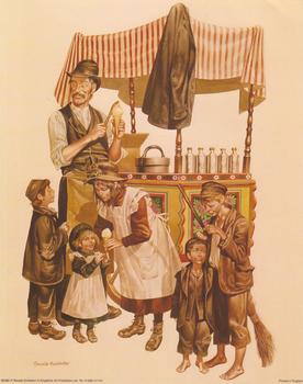 Street Vendors Selling Chestnuts  - 10 x 8 Ronald Embleton Print - B23956 . Ronald Embleton