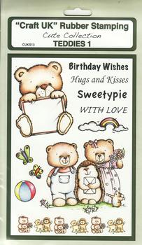 Teddies 1 - Cute Collection Rubber Stamp Sheet . *