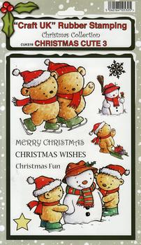 Cute 3 - Christmas Collection Rubber Stamp Sheet . *