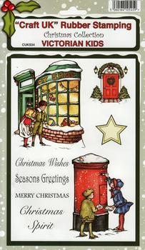 Victorian Kids - Christmas Collection Rubber Stamp Sheet . *