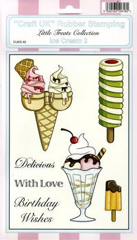 Ice Cream 2 - Little Treats Collection Rubber Stamp Sheet . *