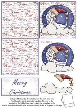 Santa Dozing in the Moon with Merry Christmas Sentiment - Easel Sheet . -Jacksons mail Order