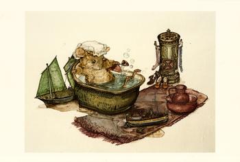 Harvest Mouse - Boats At Bathtime - by Jane Pinkney size Excluding Border 6.9