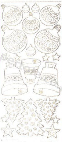 Gold Xmas Decorations - Bauble - Tree - Bell 43 Peel Off Stickers Le Suh