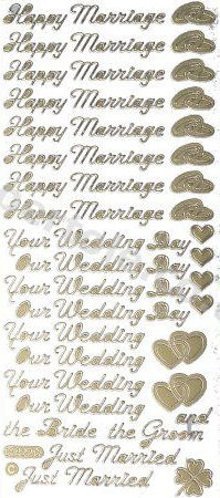 Happy Marriage / Your Wedding Day / Bride and Groom / Just Married / Rings -- GOLD - PEEL OFF - STICKERS - by Starform *** 51 Peel Off Stickers Le Suh