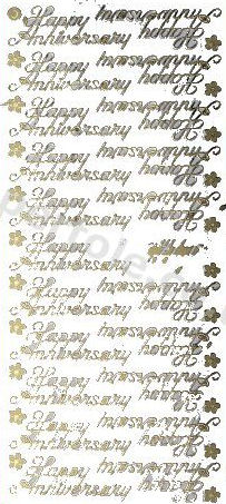 Happy Anniversary --  GOLD - PEEL OFF - STICKERS - by Starform ***54 Peel Off Stickers Le Suh