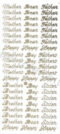 Mother / Father / Sister / Brother - Gold***  57 Peel Off Stickers Le Suh