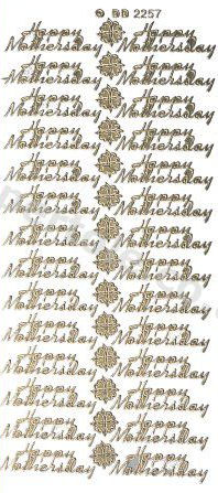 Happy Mothers Day -- GOLD -- PEEL OFF --STICKERS -- by Starform ***  60 Peel Off Stickers Le Suh