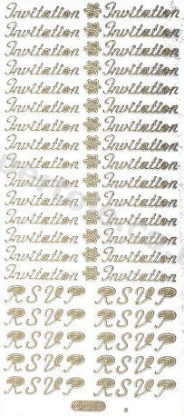 Invitation / RSVP -- GOLD -- PEEL OFF --STICKERS -- by Starform ***  68 Peel Off Stickers Le Suh