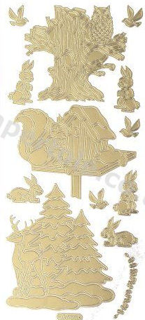 Christmas Animals - Gold Peel Off -  254 Peel Off Stickers Le Suh