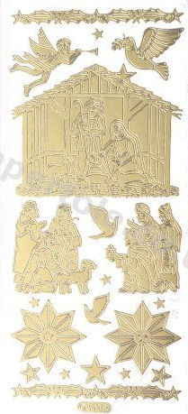 Christmas Nativity - Gold Peel Off -  256 Peel Off Stickers Le Suh