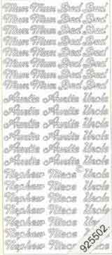 Mum, Dad, Auntie, Uncle, Nephew, Niece   377 - OUT OF STOCK Peel Off Stickers Le Suh