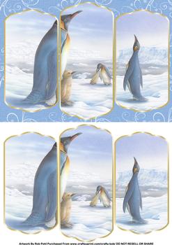 Tri Fold Card - Penguins . *