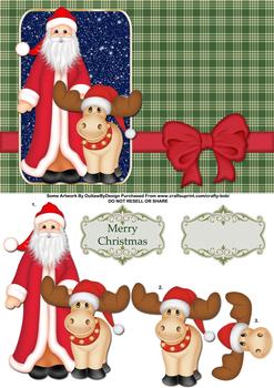 Santa and his Reindeer - Papertole Exclusive Topper Sheet . *