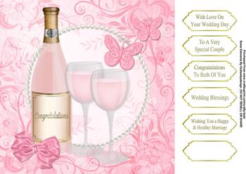 Pink Champagne Wedding - Papertole Exclusive Topper Sheet . *