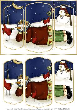 Cute Snowman & Birds - Papertole Exclusive Topper Sheet . -Jacksons mail Order