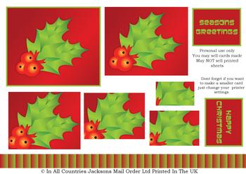 Christmas Holly PYRAMID SHEET - Part of the Cute Christmas Range - . -Jacksons mail Order