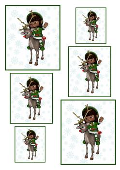 Unique Little Elf on a Reindeer - TOPPER SHEET . -Jacksons mail Order