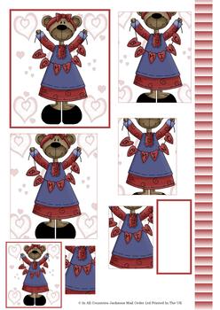 Be Mine Valentine Teddy - PYRAMID SHEET . -Jacksons mail Order