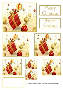 Christmas Parcel / Present and Baubles - TOPPER SHEET . -Jacksons mail Order