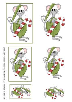 Christmas Mouse with Sweet Treat - Topper Sheet - . -Jacksons mail Order