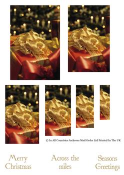 Beautiful Christmas Gift with Gold Ribbon - Pyramid Sheet - Across the Miles & Season Greetings . -Jacksons mail Order