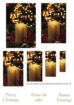 Warm Festive Christmas Candles - Pyramid Sheet - Across the Miles & Seasons Greetings . -Jacksons mail Order