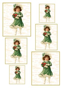 A4 Vintage Christmas Girl - Pyramid Sheet 1 . *