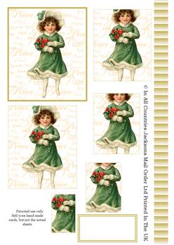 A4 Vintage Christmas Girl - Pyramid Sheet 2 . *