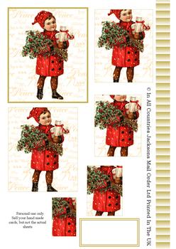 A4 Vintage Christmas Boy - Pyramid Sheet 2 . *