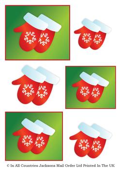 Christmas Mittens - A4 Topper sheet . *