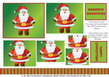 Cute Father Christmas - A4 Pyramid Sheet . *