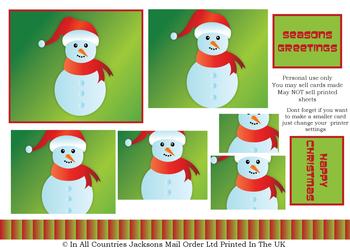 Cute Christmas Snowman - A4 Pyramid Sheet = *