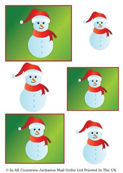 Cute Christmas Snowman - A4 Topper Sheet = *