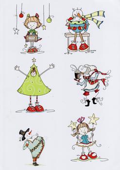 6 Project Sheet - Christmas Cute Silly Girl Snowman & Tree - Papertole Exclusive Sheet . -