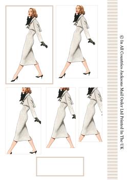 Vintage Fashion - Lady in Grey Suit - Pyramid Topper, Border and Blank Tag . -Jacksons mail Order