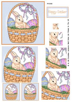 Happy Easter  Blue Background Bunny Spiral Pyramid Sheet 1 FANTASTIC OFFER!!