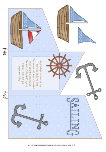 Cascade Tri Fold Sheet - Birthday Sailing 3d Card Art RRP 75p