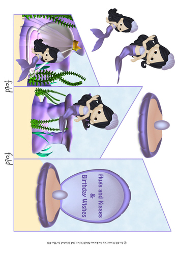 Cascade Tri Fold Sheet - Birthday Wishes - Mermaid Theme 3d Card Art RRP 75p