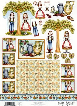 Mary Rahder - A4 120g Quality Craft Sheet - Dutch boy & Girl Specials RRP 1.20