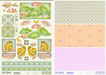 2 Sheets -  Mary Rahder - A4 120g Decoupage Lily pad and Fish sheet with  backing paper 0 RRP 1.89