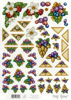 Mary Rahder - A4 Quality Christmas Craft Sheet  - Floral & Berries aq FANTASTIC OFFER!!!