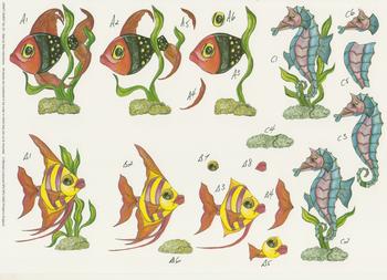 Fish & Seahorse  - A4 Step by Step - No 43          . *