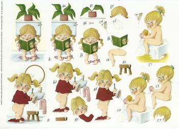 A4 Craft Sheet No 48 - Cute Bathroom Girl by Michael Lockwood . *