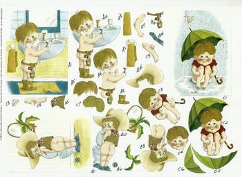 A4 Craft Sheet No 33 - Cute Bathroom Boy by Michael Lockwood . 