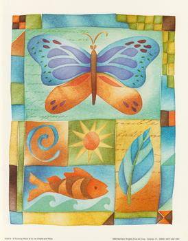 5049-8 Large Butterfly Topper by Challis & Roos with Fish, Sun and Leaves . Jacksons